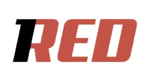 Stylized RED logo with bold red and black letters