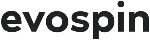 evospin” logo in bold lowercase letters on white background.