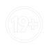 White 19+ symbol inside a circle on transparent background.
