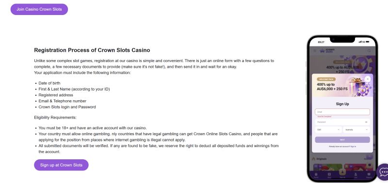 CrownSlots Casino Cashier and Banking