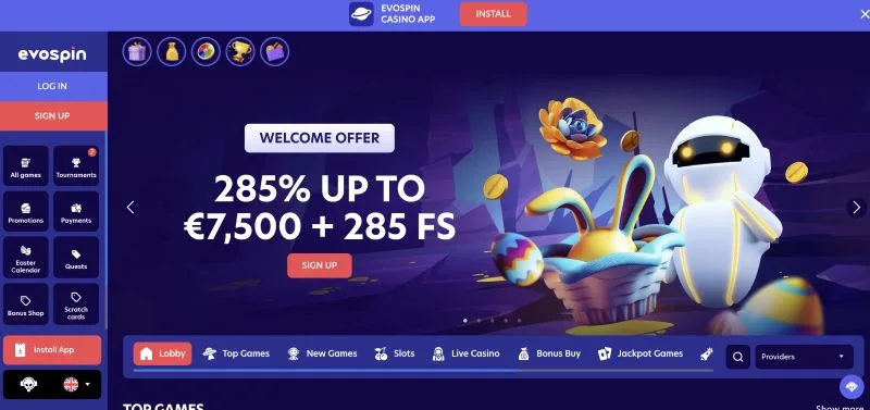 Evospin Casino Interface Overview