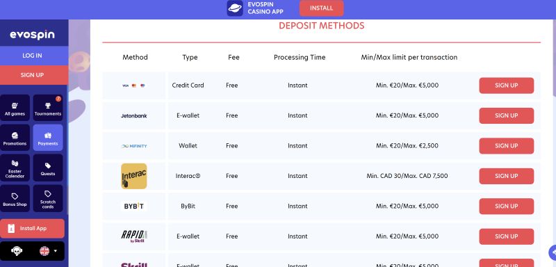 Evospin Casino Live Dealer Tables