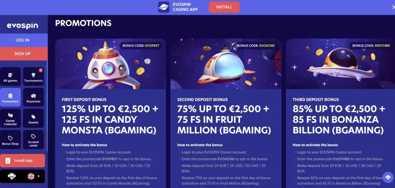 Evospin Casino Payment and Crypto Methods
