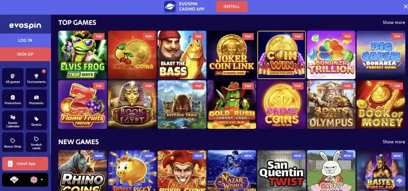 Evospin Casino Games Lobby