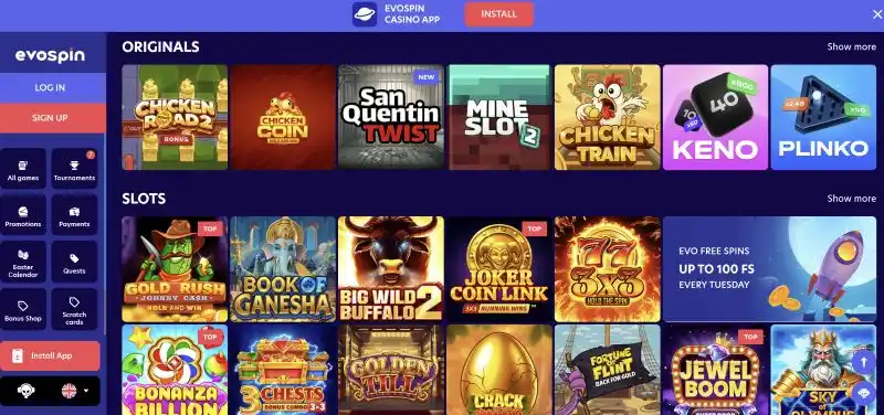 Evospin Casino Cashier and Banking
