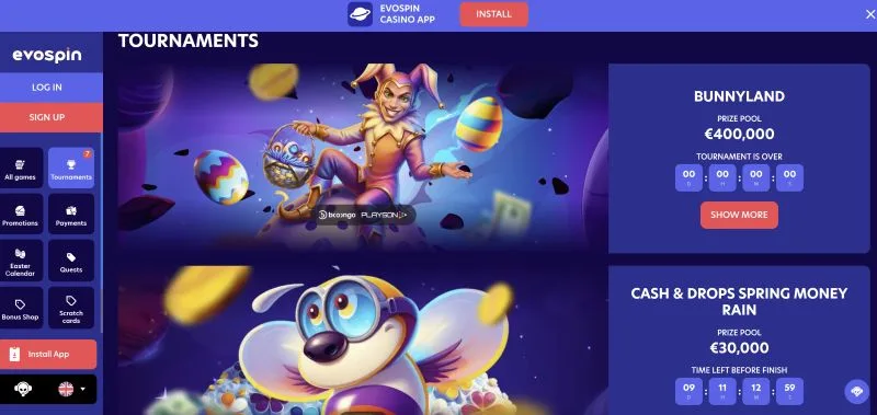 Evospin Casino Mobile Web App PWA