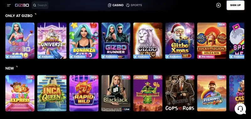 Gizbo Casino Games Lobby