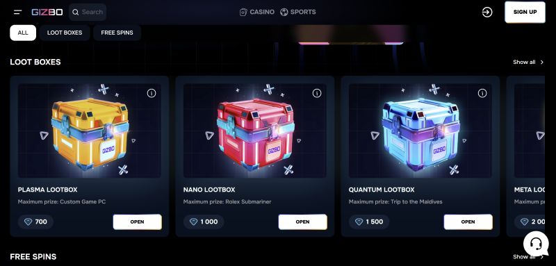 Gizbo Casino Active Promotions