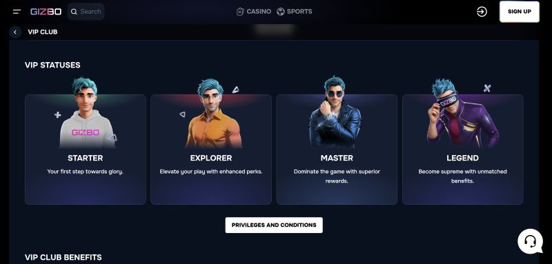 Gizbo Casino Canadian Interface