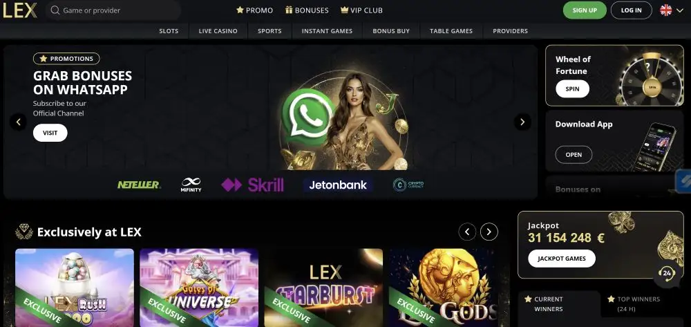 Lex Casino Interface Overview