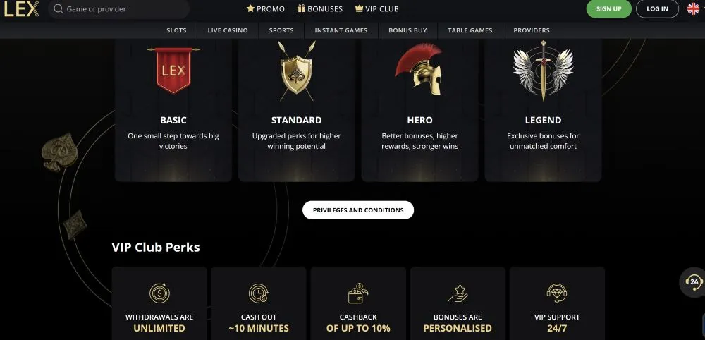 Lex Casino Mobile Web App PWA