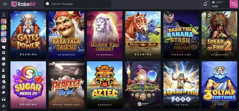 Rakebit casino game selection