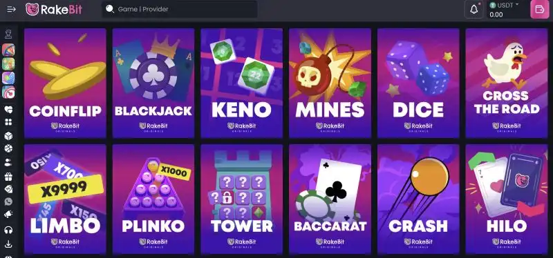 Rakebit originals and crash games