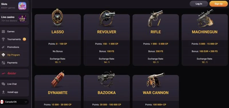 Gunsbet Casino VIP Wild West Rewards