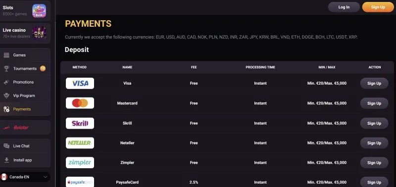 Gunsbet Casino Game Lobby Navigation