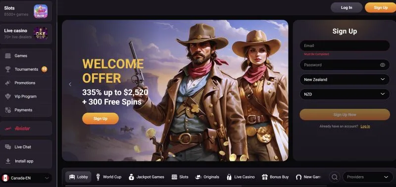 Gunsbet Casino Interface Overview Canada