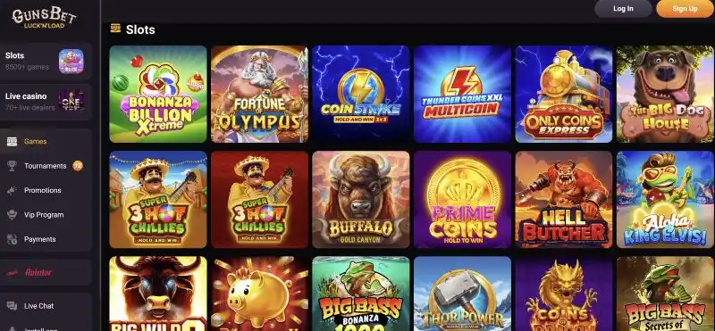 Gunsbet Casino Slots and Megaways Lobby