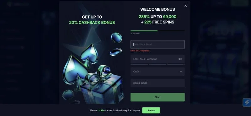 Onluck Casino Frontpage and Interface