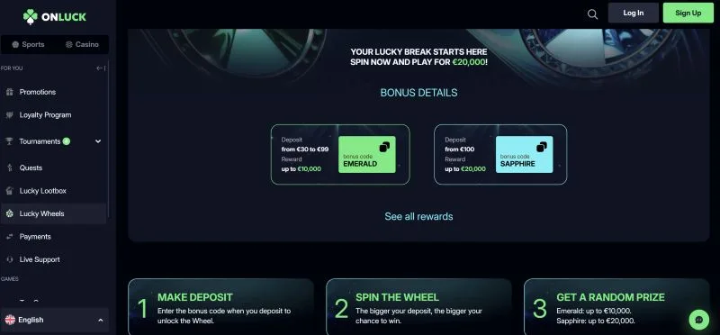 Onluck Casino Slots and Megaways Lobby